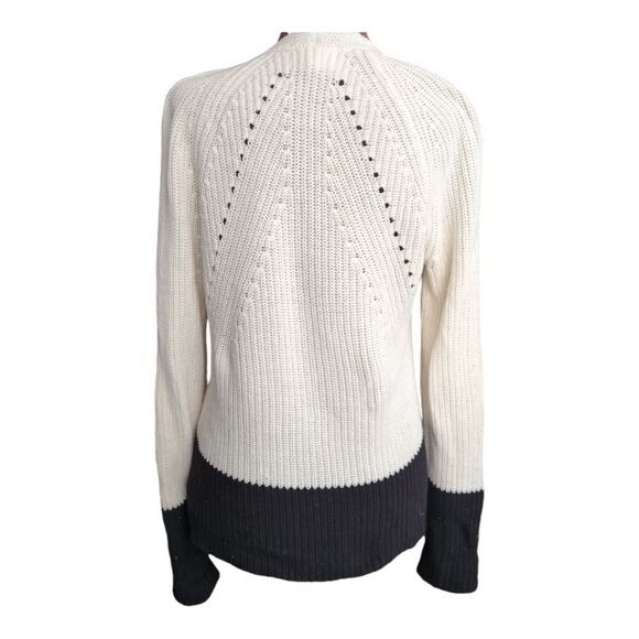 Andrea jovine ecru Black Color Block striped v-neck sweater size s - Picture 3 of 8